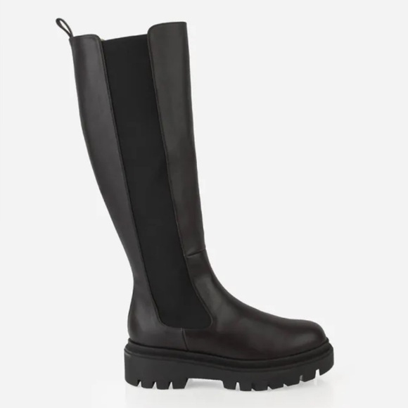 Poppy Barley Shoes - Poppy Barley Elevate Tall Chelsea Lug Sole Boots Black Leather Size 8.5